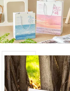 Bolsas de papel de regalo de paisaje romántico estilo ins bolsa de asas embalaje floral