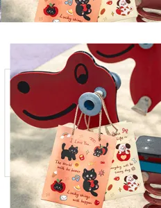 Süße Cartoon-Katzen- und Hund-Papiergeschenktüten, rosa ästhetische Geschenkverpackung Party.