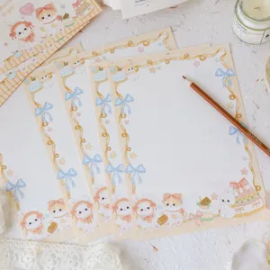 Cute cartoon stationery set with letter paper and envelopes for romantic love letters.