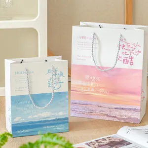 Bolsa de regalo de papel de paisaje romántico estilo Ins embalaje floral bolso para detalles