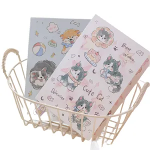Süße japanische handgezeichnete Katzen und Hunde Klapp-Grußkarte Set für kreatives Geschenk