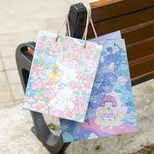 Frische Blumen Geschenktüten Illustration Papier Tragetaschen für hochwertige Partygeschenke.