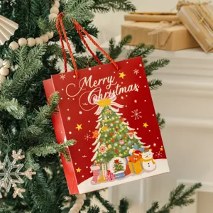 Rote Weihnachtstüte Papiertüte für Süßigkeiten Apfel Party Dekoration festlich Winter