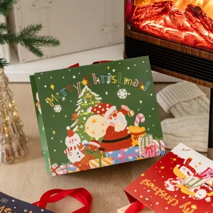 Handgemachte Cartoon Weihnachten Geschenktüte, festliche Verpackung für Süßigkeiten und Präsente.