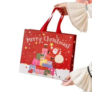 Weihnachten Papier Geschenktüte rote Weihnachtstüte mit Weihnachtsmann und Henkel.