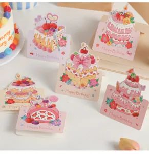 INS Stil Sahnekuchen Grusskarten, 3D Oelgemaelde Geburtstagskarten fuer Geschenkbox Dekor.