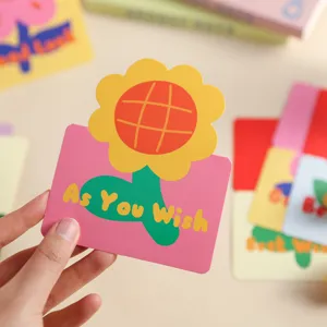 Creativo biglietto di auguri 3D con girasole, simpatica carta messaggio per compleanno e feste.
