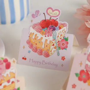 Süße Aquarell Torte Geburtstag Grußkarte 3D stehende Mini Wunschkarte für Geschenkbox Dekor