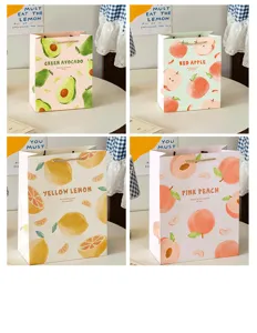 Summer fresh fruit gift bags large white cardboard paper bags with handles for party storage.