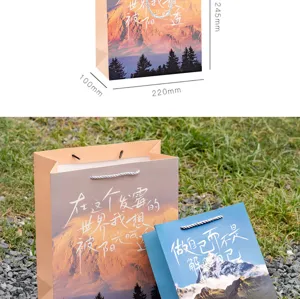 Ins healing landscape gift bag literary inspirational tote high value bouquet packaging