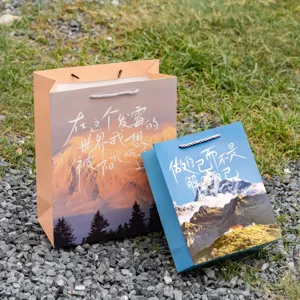 Ins healing landscape paper gift bag, literary inspirational tote bag, birthday present packaging.