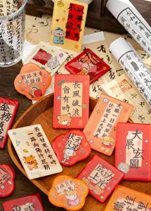 Süße Cartoon Acryl Kühlschrankmagnete mit inspirierenden chinesischen Sprüchen für die Dekoration.