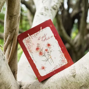 Bolsa de regalo de papel mariposa rosa roja, bolsa de cartón grueso, bonito diseño.