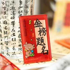 Acryl niedliche Cartoon Ochse Kühlschrankmagnet mit chinesischem Segenstext Heimdekor