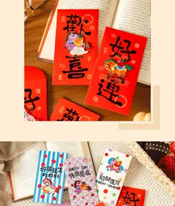 Chinesische Neujahr rote Umschläge süße Cartoon Pony Bestickung Geldbeutel Geschenktüten Set