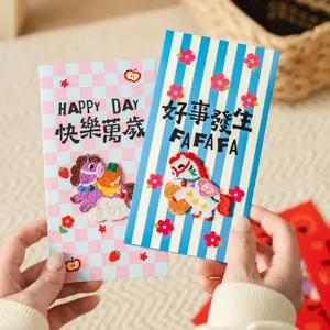 Chinesisches neujahr rote umschläge süße cartoon 3d bestickte geldbeutel glücksbringer.