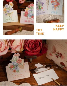 Saint Valentin 3D carte de vœux florale pliante cadeau carte de message amour