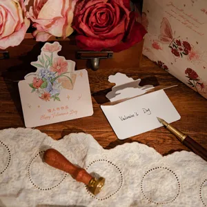 Carte de vœux florale 3D pour cadeau de Saint Valentin et message romantique pliante
