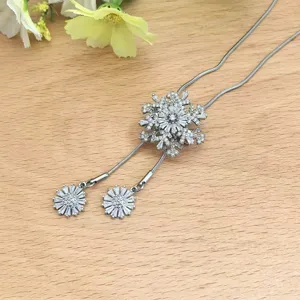 Kristallen sneeuwvlok ketting lange trui ketting elegante mode sieraden voor vrouwen