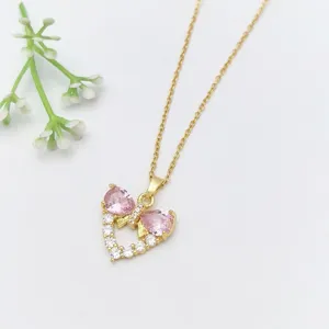 Elegante collana con ciondolo a cuore in zircone rame per donna moda gioielli dono