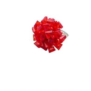 Anello grappolo di cristallo rosso fatto a mano gioielli di modo audaci per donna elegante