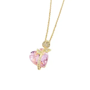 Collana con ciondolo a cuore di rosa in zircone di rame per donna gioielli moda vista principale
