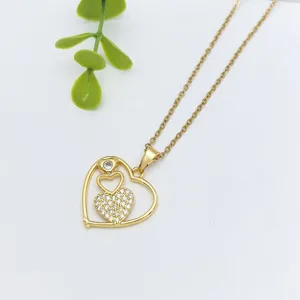 Collana con ciondolo a cuore intrecciato in acciaio inossidabile dorato, gioiello donna.