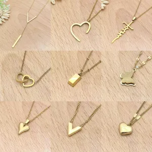 Minimalist Stainless Steel Pendant Necklace Geometric Heart Chain Fashion Jewelry For Women Daily Wear