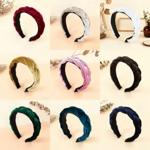 Elegante Cerchietto in Velluto a Treccia per Donna Minimalista Tinta Unita Plissettato Antiscivolo Fascia per Capelli Accessori Moda