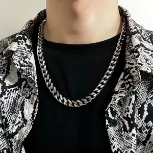 Dicke Titanstahl Kuba Gliederkette Halskette fuer Damen und Herren Hip Hop Schmuck Style