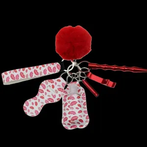 Set portachiavi di sicurezza da donna con cinturino a labbra, portasapone e strumento.