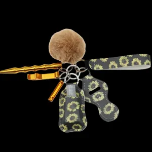Set portachiavi da polso girasole donna accessori autodifesa con custodia gel mani