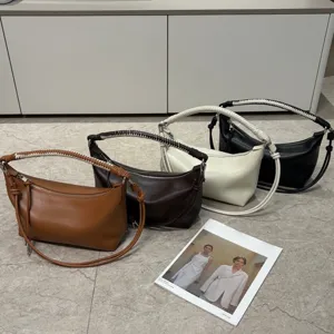 Luxury Genuine Leather Shoulder Bag Hand Woven Dumpling Hobo Bag Versatile Crossbody