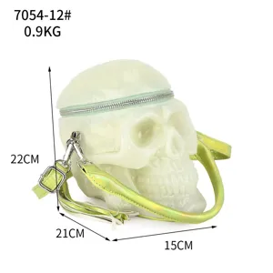 Punk style luminous skull handbag shoulder bag, unique Halloween spooky fashion bag.