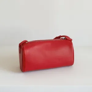 Sac Cylindre Minimaliste en Cuir Véritable d'Agneau Sac Bandoulière Souple Oreiller Vintage Sac à Main Décontracté