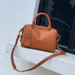 Sac Boston en Cuir Véritable pour Femmes Grande Capacité Sac à Main à Poignée Supérieure