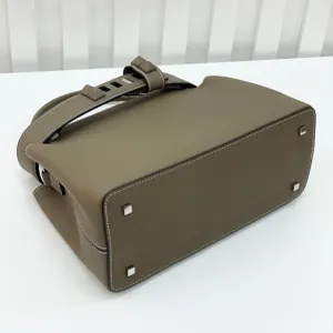 Top layer cowhide leather women handbag with pyramid stud strap retro crossbody bag