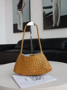 Women's Genuine Leather Woven Dumpling Bag Vintage Handcrafted Underarm Shoulder Bag Casual Soft Leather Hobo Purse