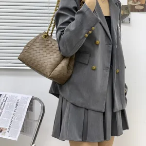 Sac bandoulière en cuir tissé sac à main chic pour femmes sac décontracté élégant quotidien