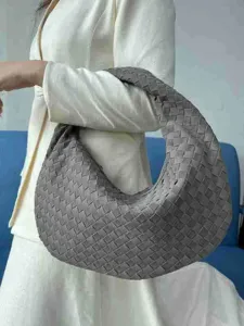 Women large matte woven hobo shoulder bag stylish handmade dumpling underarm purse daily wear