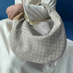Large woven hobo shoulder bag for women fashion leather underarm dumpling bag stylish daily use