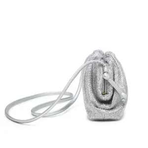 Silver rhinestone crystal clutch bag sparkling evening shoulder crossbody bag for women