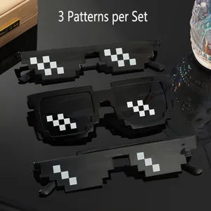 Set από 3 γυαλιά ηλίου pixel με μοναδικά μοτίβα, αστεία γυαλιά πάρτι για μοντέρνο στυλ.