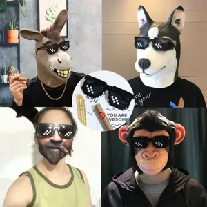 Διασκεδαστικά γυαλιά ηλίου pixel thug life πάρτι με χρυσή αλυσίδα και ψεύτικο πούρο