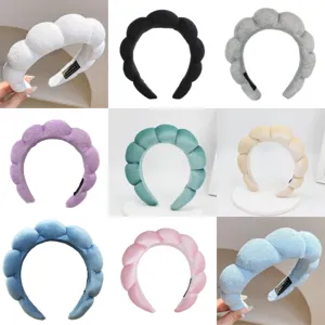 Puffy Sponge Headband Towel Velvet Korean Velvet Cloud Hair Hoop Wide Face Washing Hair Band Makeup Hair Accessories