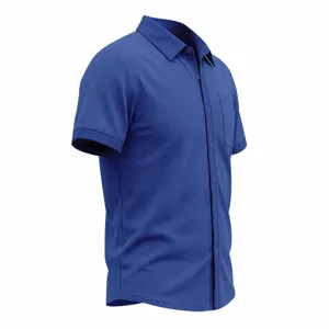Heren casual wafel korte mouw overhemd met zak zomer outdoor grote maat comfortabel top