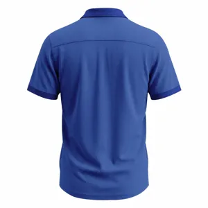 Details achterkant heren zomer korte mouw wafel polohemd, casual outdoor kleding.