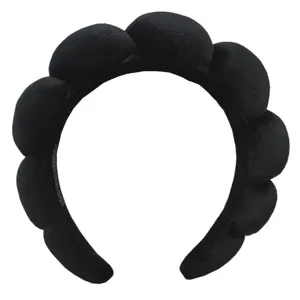 Black padded bubble cloud headband, sponge hair hoop for daily makeup and washing.
