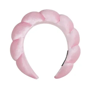 Pink Plush Cloud Headband Padded Sponge Hair Hoop Sweet Hair Accessories for Women Daily Makeup