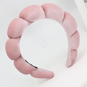Pink velvet padded cloud headband for daily makeup face washing hair accessories style